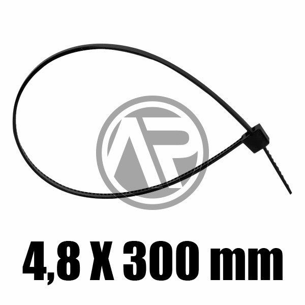 48300P ABRACADEIRA PLASTICA FIVELA PRETA 300X4.8 MM(100 UNI)